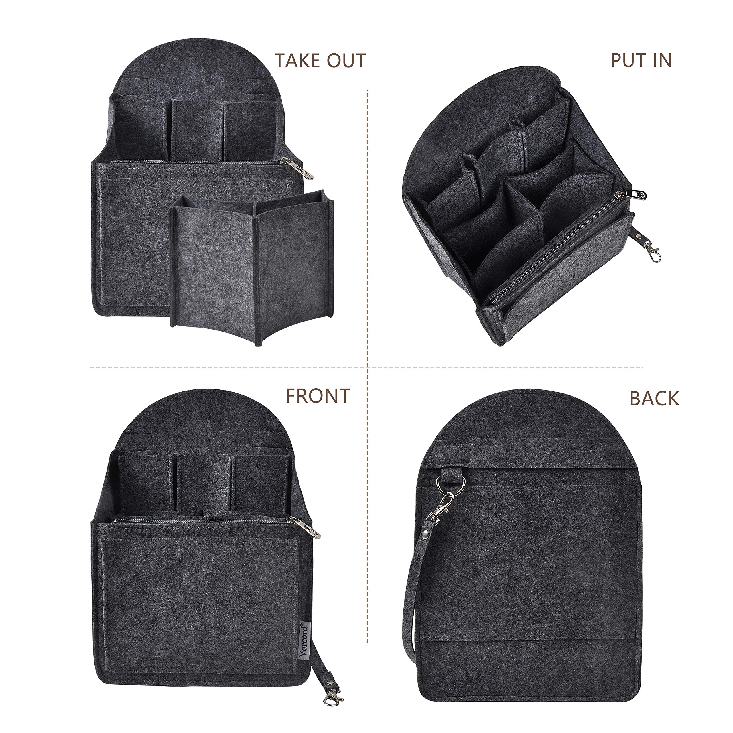 Organizador de mochila de fieltro, bolsa de hombro, 5 colores, 2 tamaños, Gris 3
