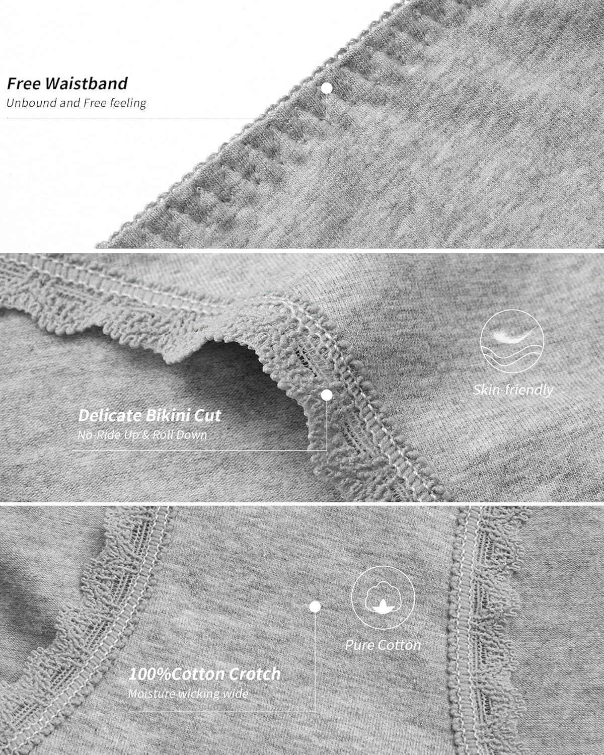 Eiggam Women's Cotton Bikini Panties,High-Cut Full Coverage Stretch Cool Underwear for Women - Image 2