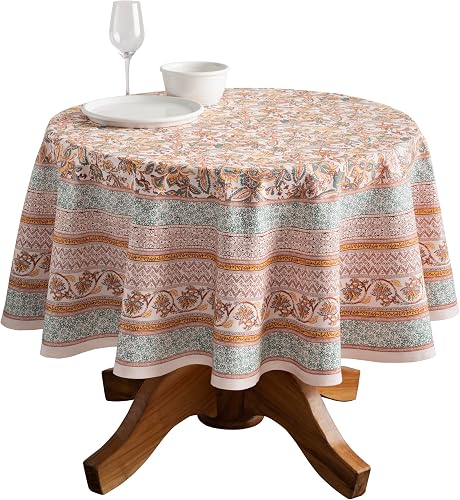Maison d' Hermine Table Cloth Round Table 100% Cotton 63 Inches Fall Tablecloth Reusable Everyday Use for Thanksgiving Christmas Decorations Dining Farmhouse Party (Nila) - 66% off
