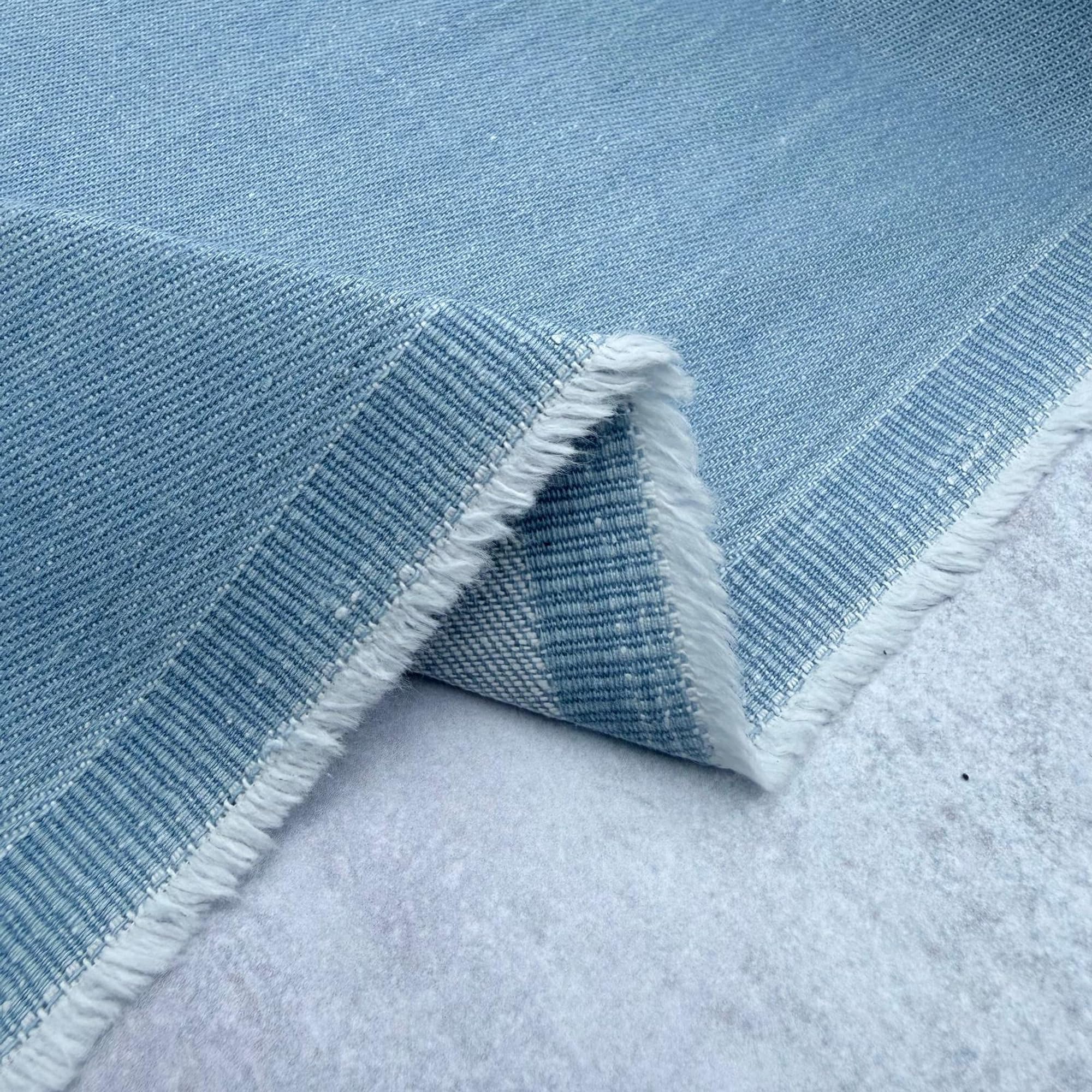10oz Washed Denim Fabric 100% Cotton Soft Touch Chambray Material for Dressmaking Upholstery Crafts Sewing Jeans Bags Jackets | 59" - 150 cm Wide (per Metre, Light Blue)