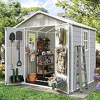 Vista 9 de Amopatio Cobertizo de almacenamiento de resina de 6 x 6 pies, cobertizo para exteriores con piso incluido, cobertizos de plástico