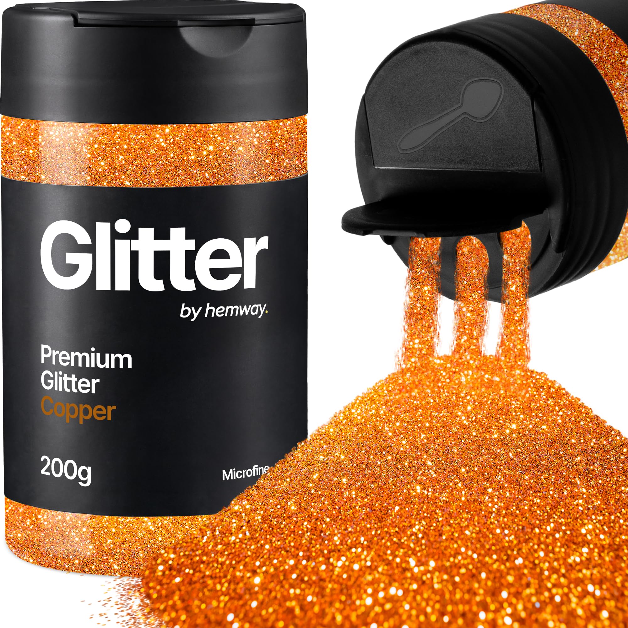 Hemway Copper Glitter Shaker, 200g Microfine Glitter for Crafts Metallic Flake Sequins for Resin & Epoxy Crafts for Decorating, Halloween, Christmas, Nail, Face, Art