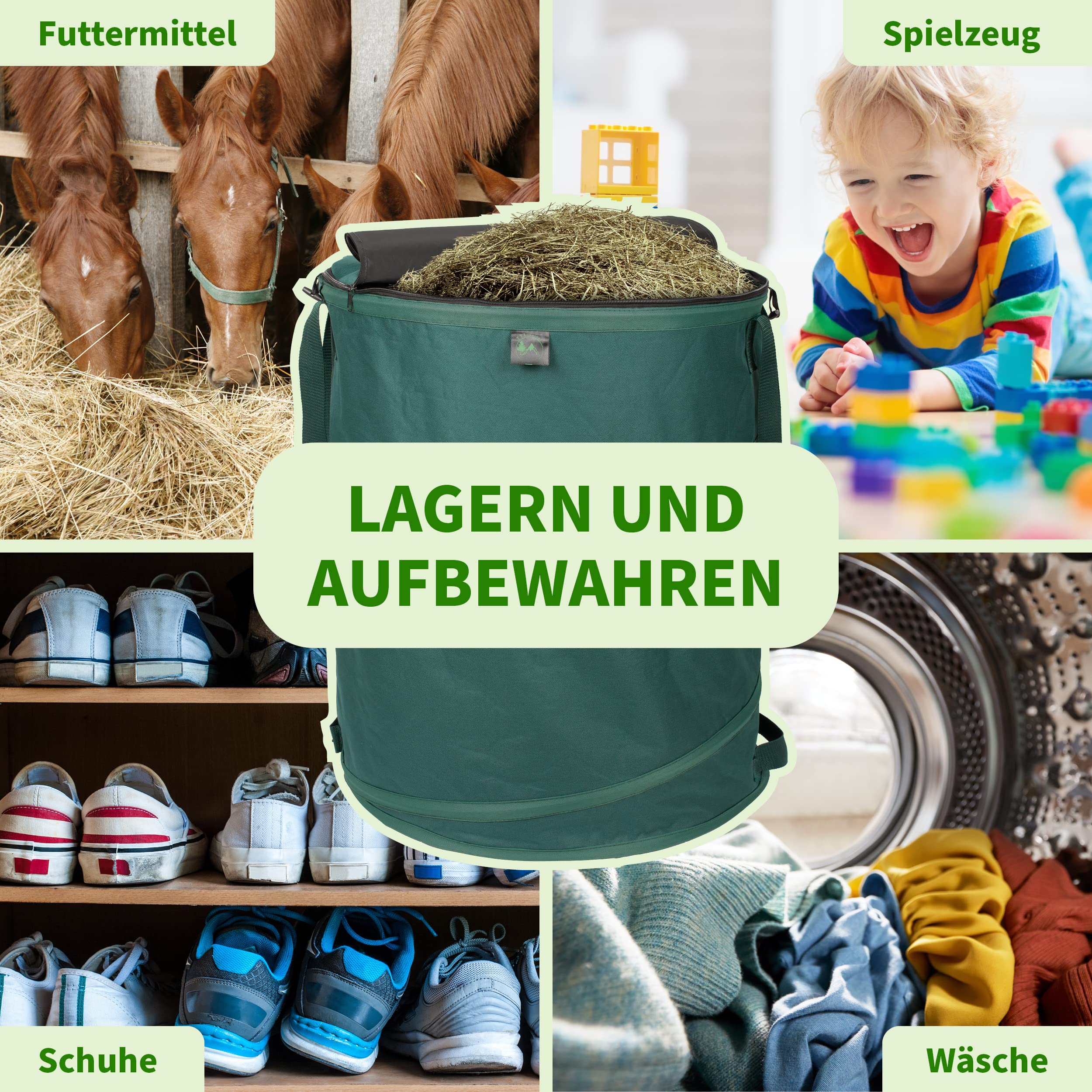 TTL GARDEN 3x 160L Pop Up Gartensack Deluxe mit Deckel - 220gsm 600D Oxford 3er Set 160 Liter Gartenabfallsack faltbar extra stabil - Laubsack Sack & Behälter für Grünschnitt Garten Abfall