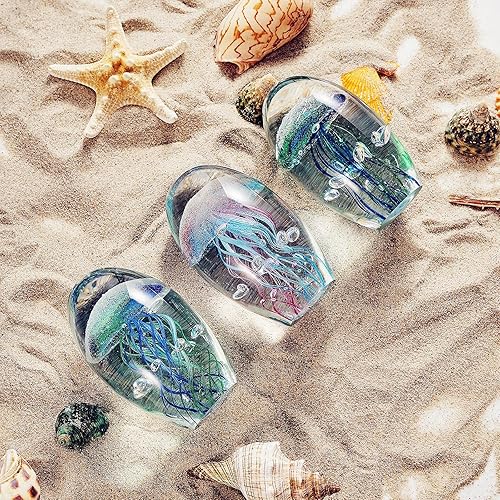 Miniatura 5 de EUSTUMA Adorno de figura de medusa de vidrio soplado a mano, adorno de animales marinos para acuario de pecera, colección de animales marinos para