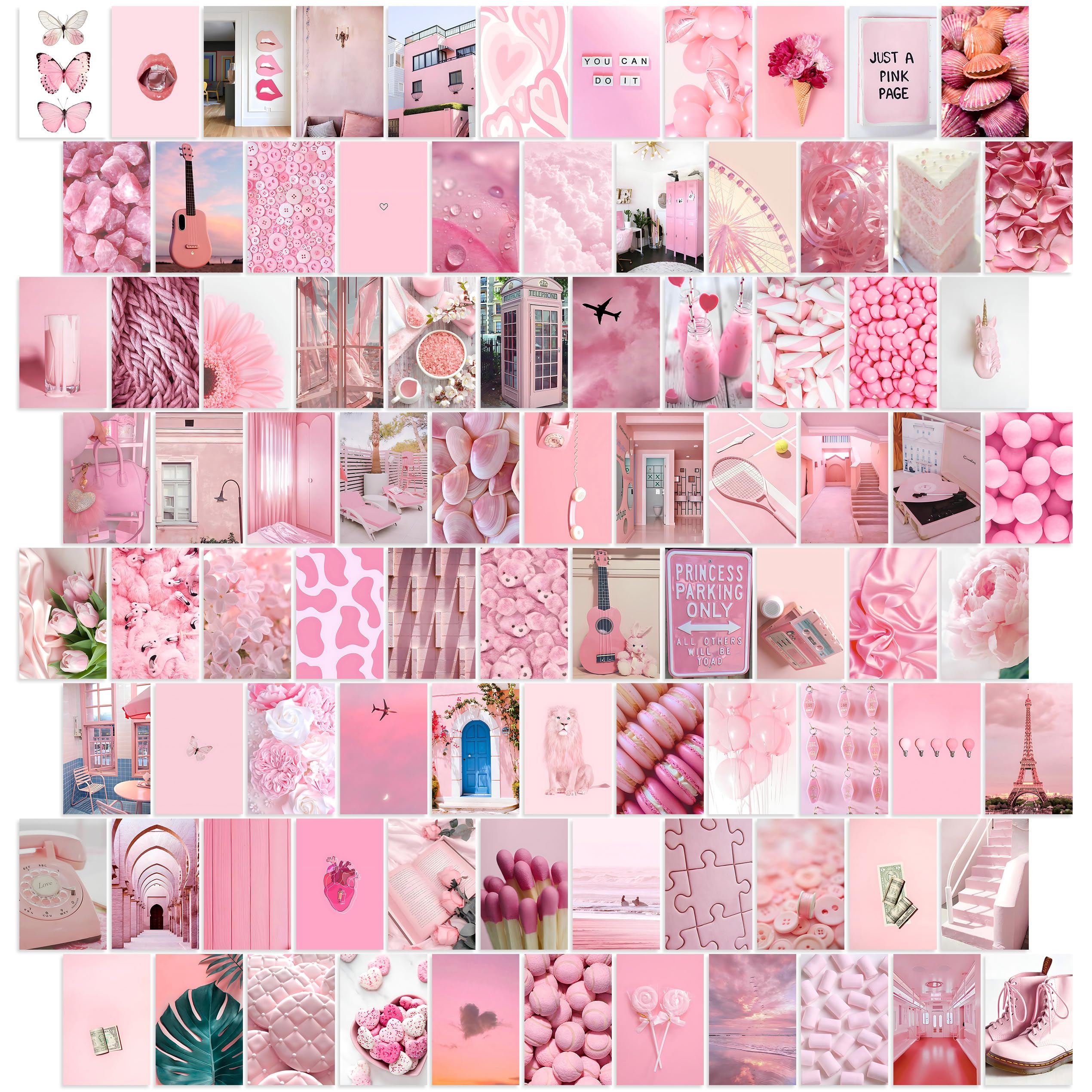 Grimm DCGrimm DC Pink Aesthetic Wall Collage Kit 100 PCS Pink Room Decor for Teen Girls Room Bedroom Dorm Pink Photo Wall Collage Kit Trendy Posters Collage Kit for Wall Pictures Cute Room Decor|4" x 6"