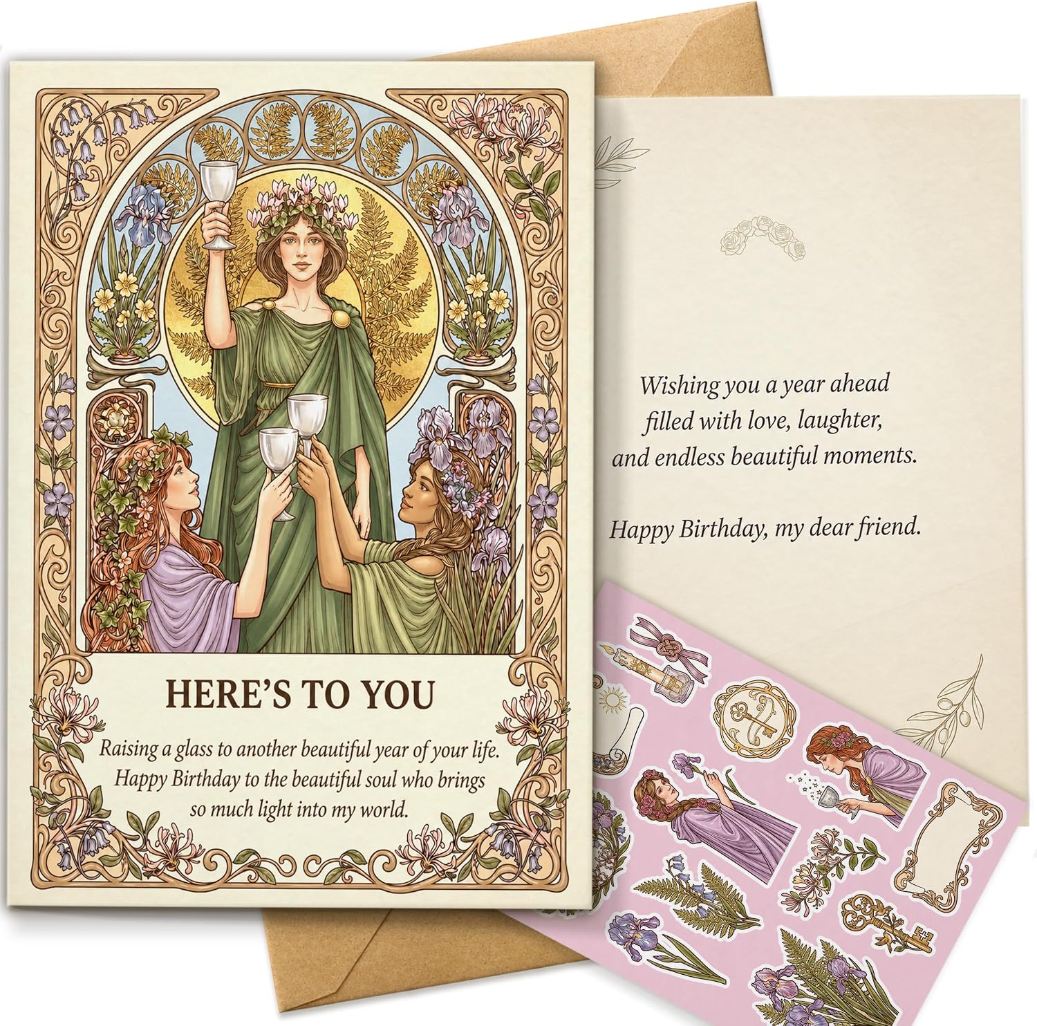 Birthday Card for Friend Women,Birthday Cards with Envelope & Sticker