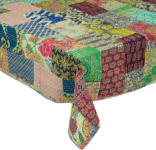 Vista 96 de Marubhumi Edredón tradicional indio de algodón puro, estampado de cachemira, colcha Kantha multicolor (multicolor-22, individual (60 x 90 pulgadas)