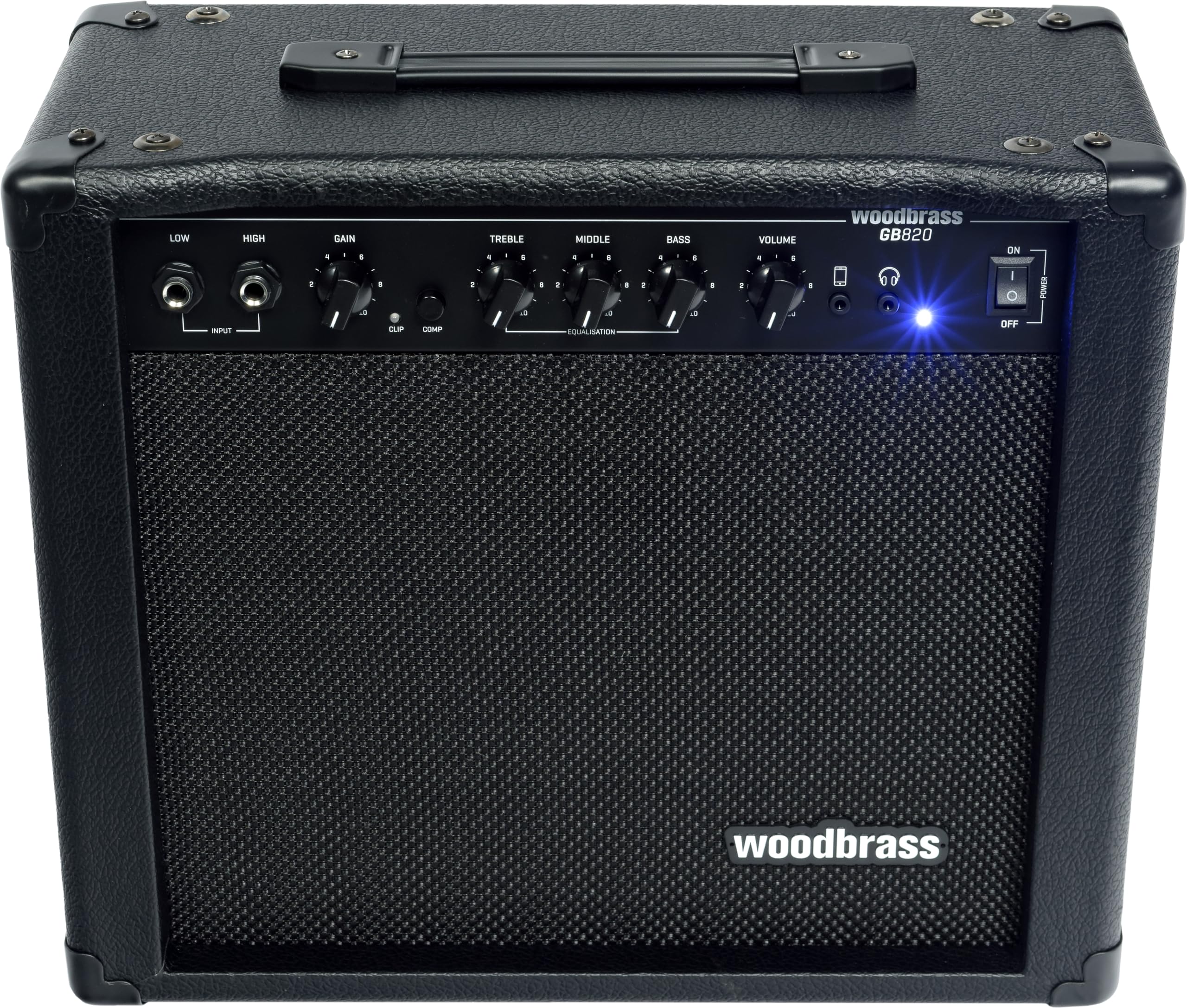 Woodbrass GE820 Amplificateur Combo pour Guitare Électrique - Ampli 20W idéal pour Guitariste débutant et Amateur - Polyvalent, Reverb, Prise Casque : Parfait pour Jouer à la Maison