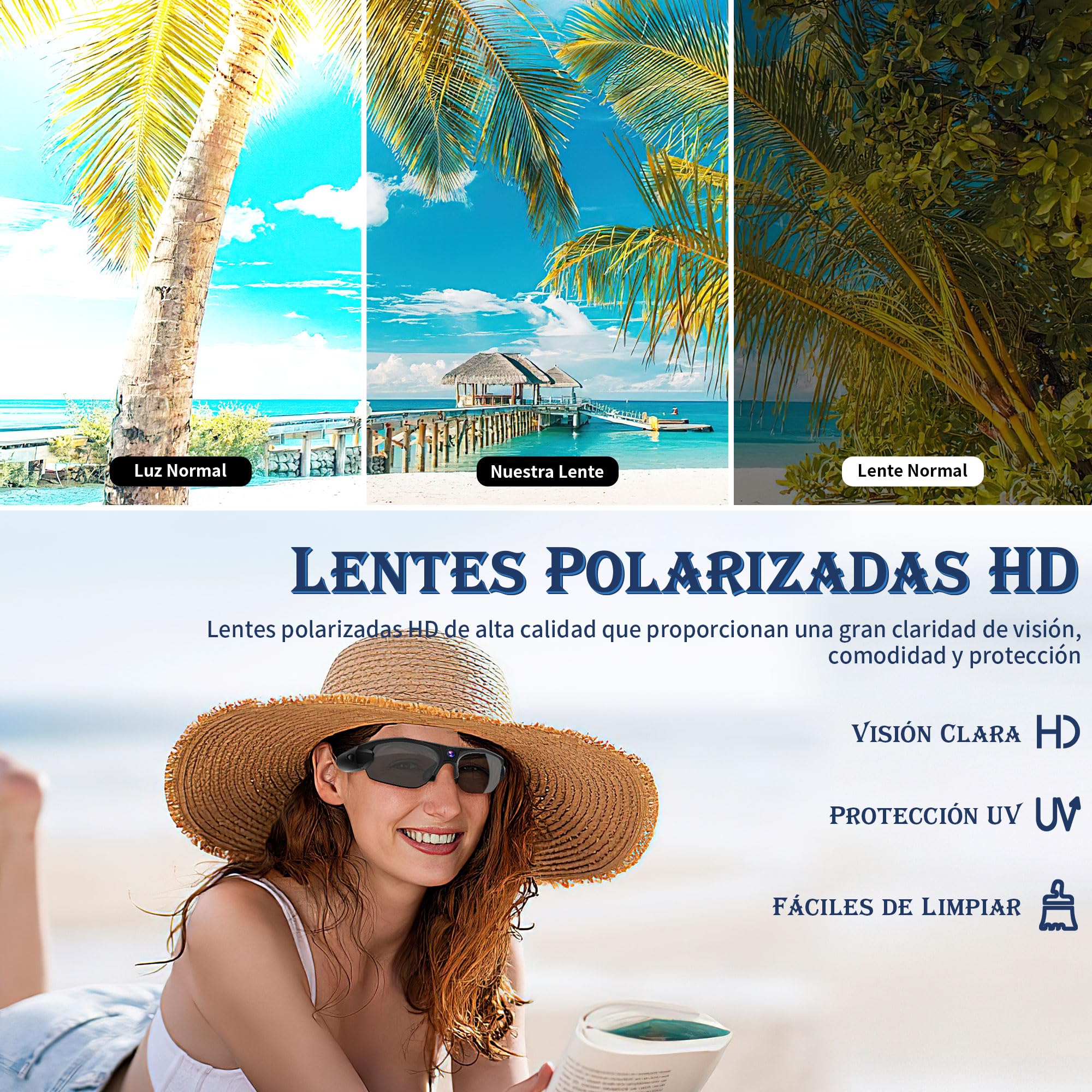 UYIKOO Cámara Espía Gafas de Sol, Mini Camara Oculta WiFi 1080P HD, Gafas con Camara de Deporte Grabación App Protección UV para Deportes al Aire Libre
