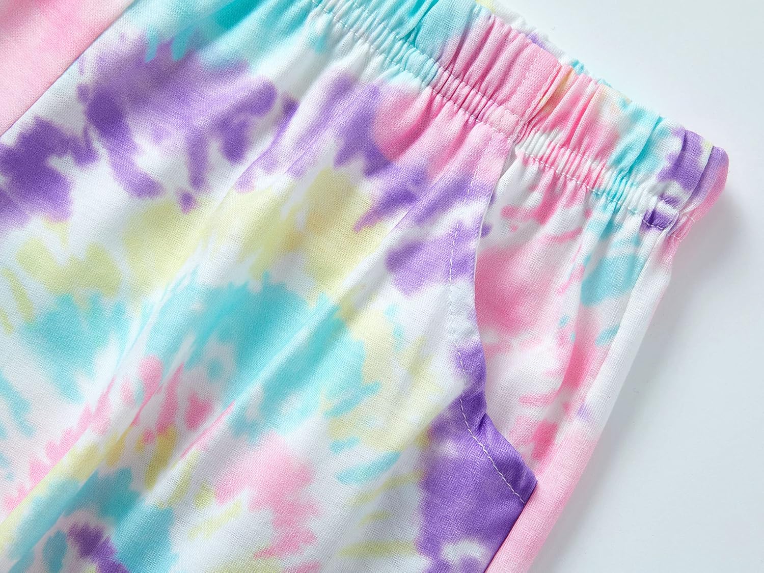 Tebbis Tween Girls Pajamas Trendy Tie Dye Spiral 2-Piece Shirt & Shorts PJ Set Jammies Size 6-18 - Image 2