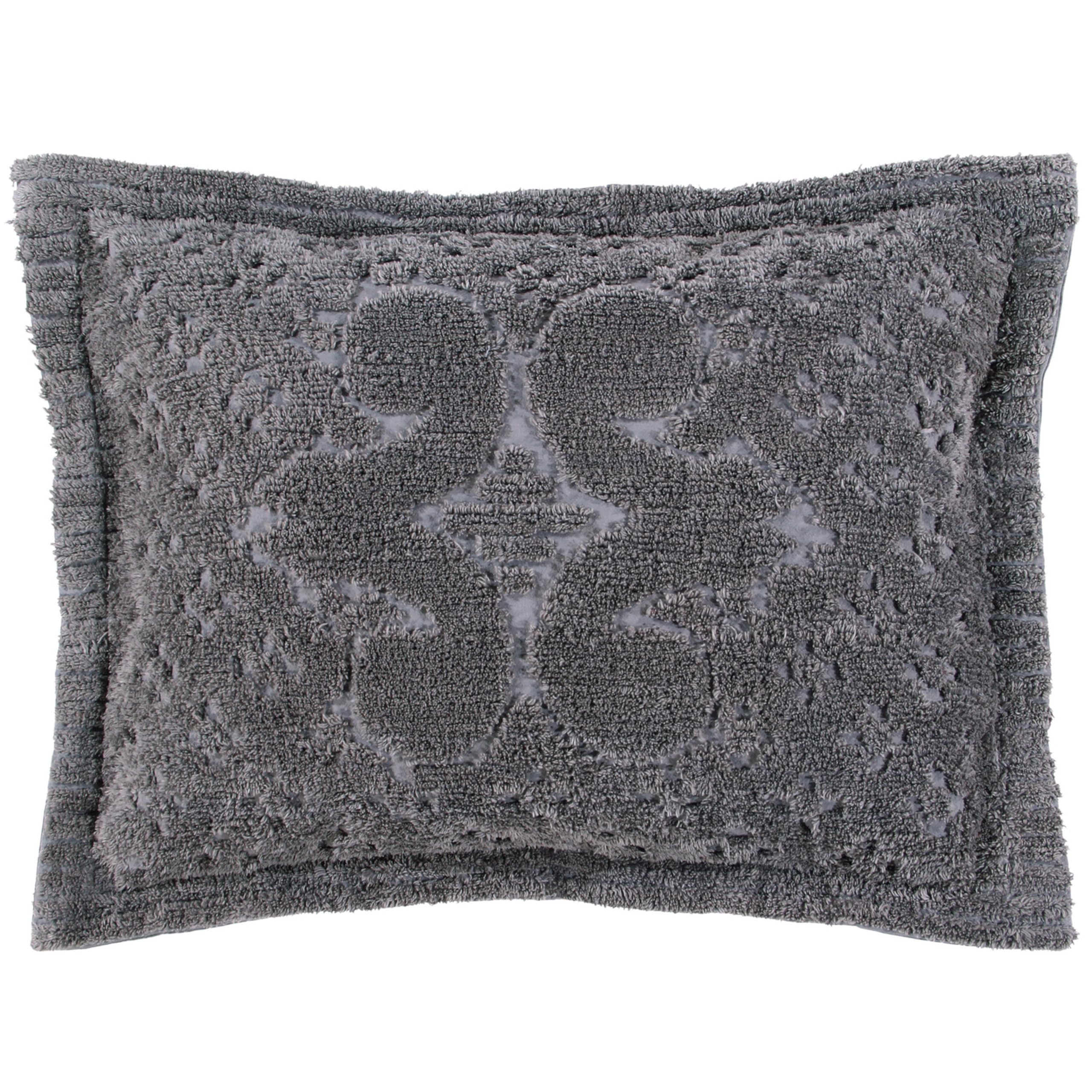 Better Trends Gray Standard Sham 100% Cotton Chenille Bedspread Sham, Soft and Cozy Tufted Tumble Dry (21x27 Std Sham) Ashton Collection