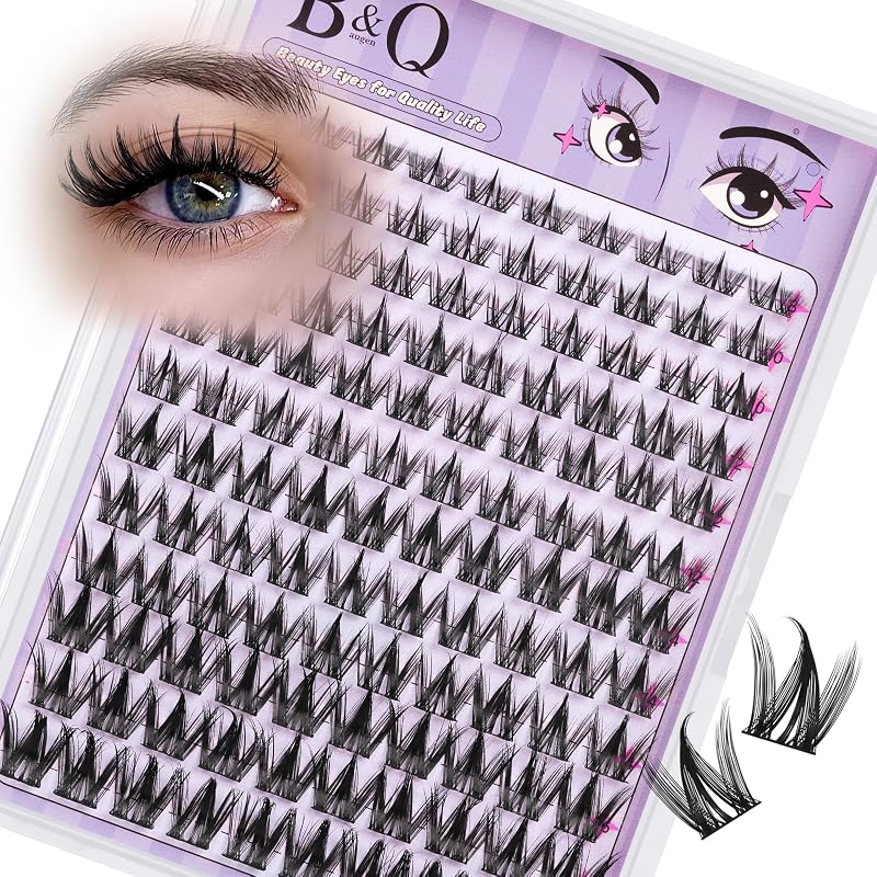 B&Qaugen Cílios Postiços em Tufo Manga Anime 04, Efeito Gatinho com Pontas, 8–18 mm, 120 unidades
