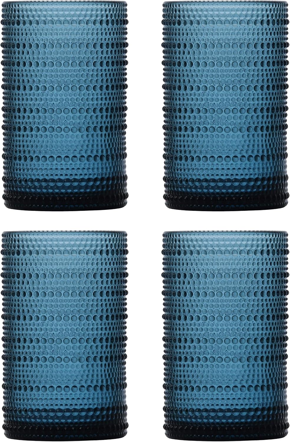 FORTESSA Orbetto Outdoor Hobnail Plastic Drinkware, 13 Ounce Iced Beverage Cocktail Glass (Set of 4), Break-Resistant Acrylic Drinkware Collection, Cornflower Blue