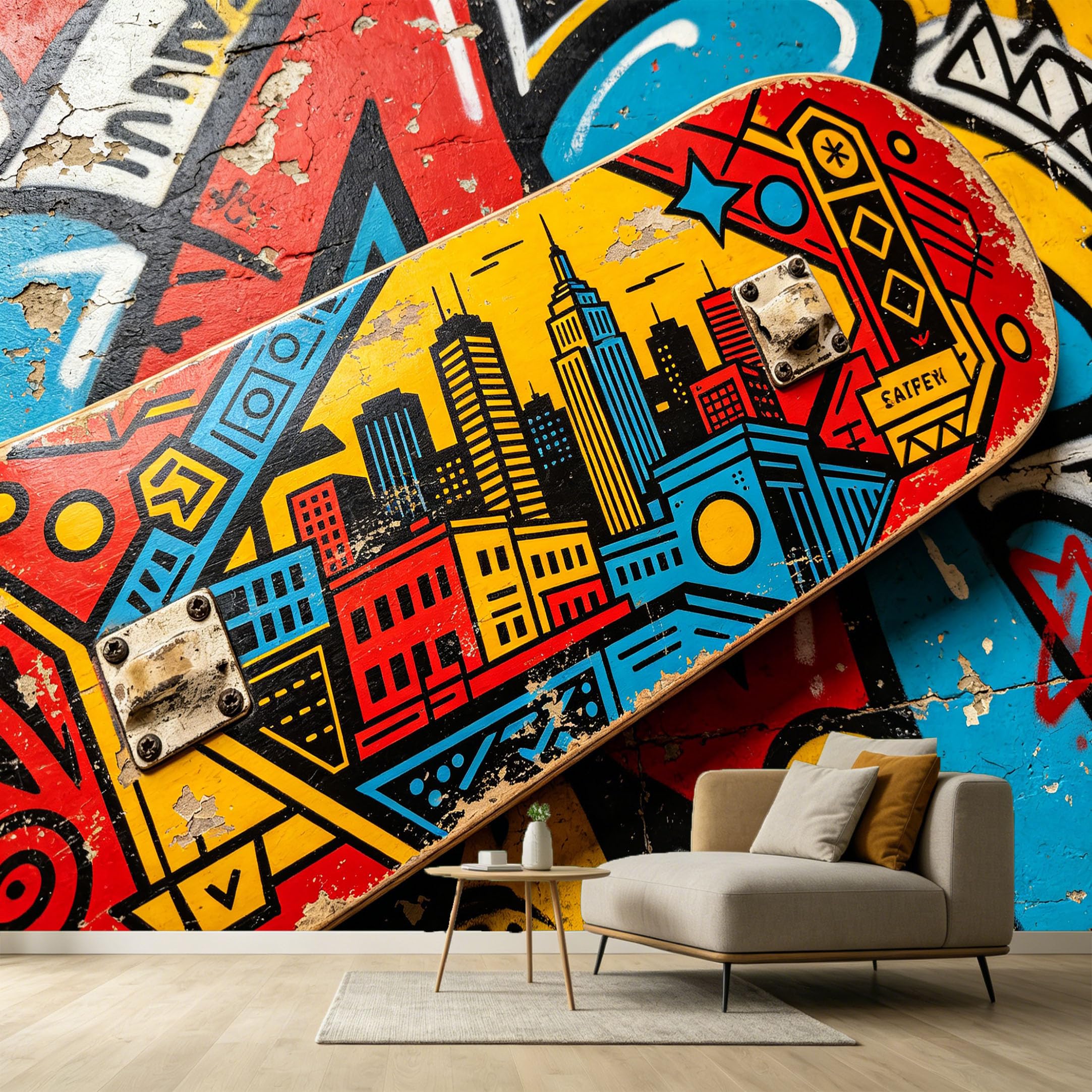 Custom Size Wall Murals Abstract Urban Cityscape Geometric Modern Minimalist Art SelfAdhesive Wall Fabric Removable Large Wallpaper for Photo Living Room