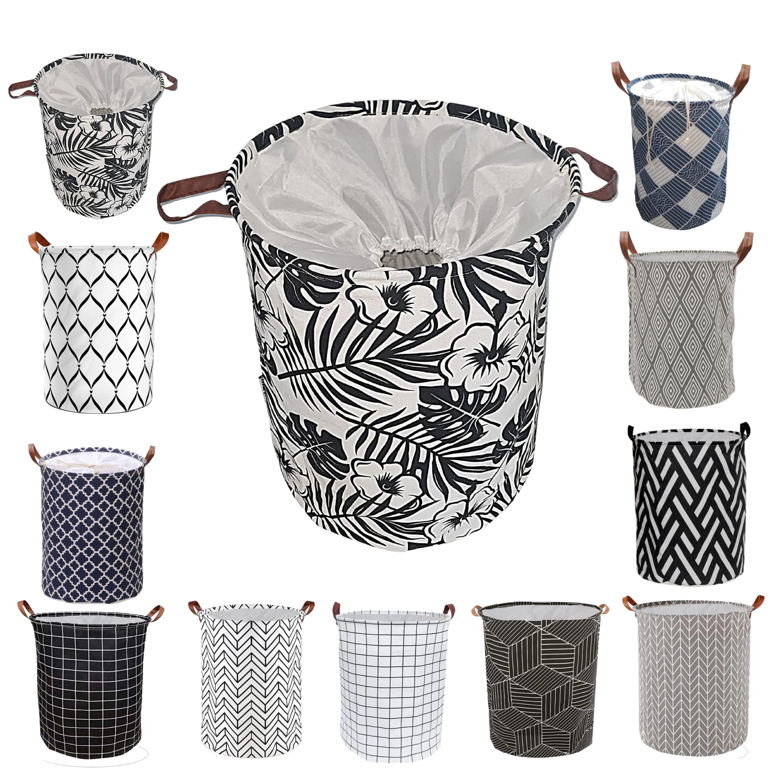 Middle East Bargains Living Extra Large Laundry Basket Drawstring Waterproof Round Cotton Linen Collapsible Storage Hamper for Clothes and Toys (Hawaiian)