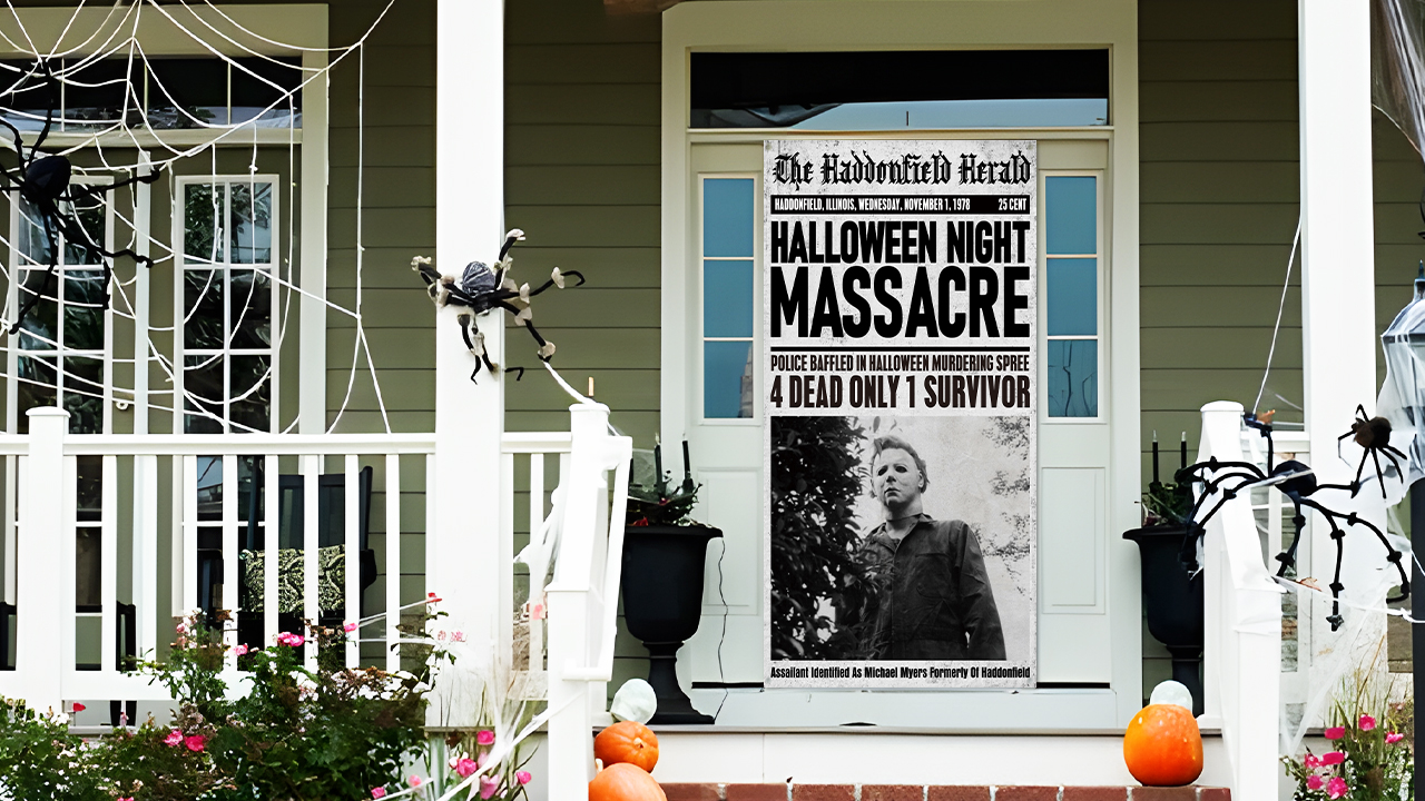 Insegna Decorativa In Alluminio Michael Myers Halloween – Vintage 12x8 Pollici, Fatta A Mano USA - Foto 2