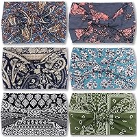 Vista 27 de IVARYSS Wide Headbands for Women, Solid Knotted Head Wraps Turbans, Large African Style Head Bands Hair Accessories, 6 Pack