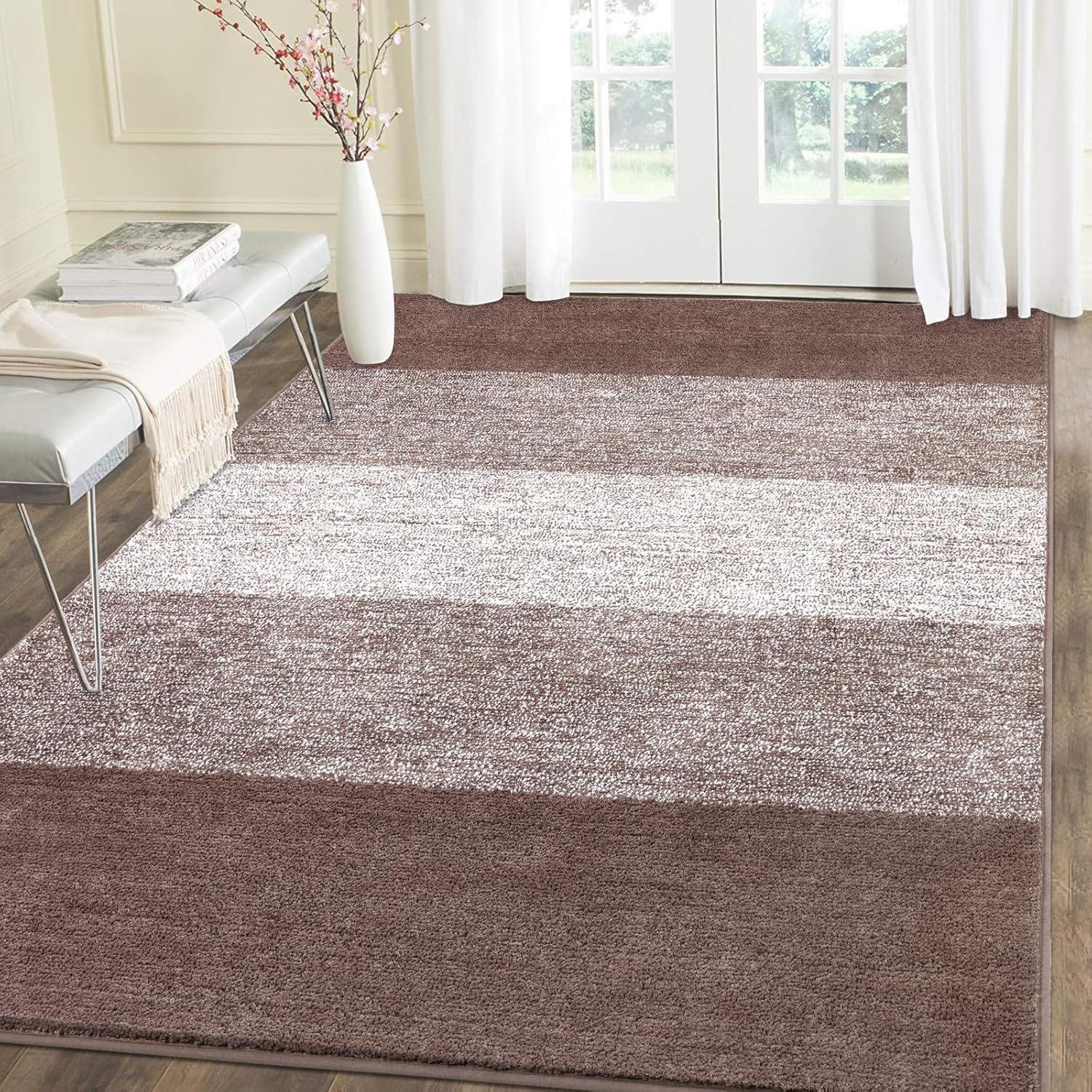 Vaukki Indoor Doormat Entryway Door Mat, Non Slip Absorbent Mud Trapper Mat Inside Floor Mat, Washable Door Carpet for Entryway (47''x71'', Coffee)