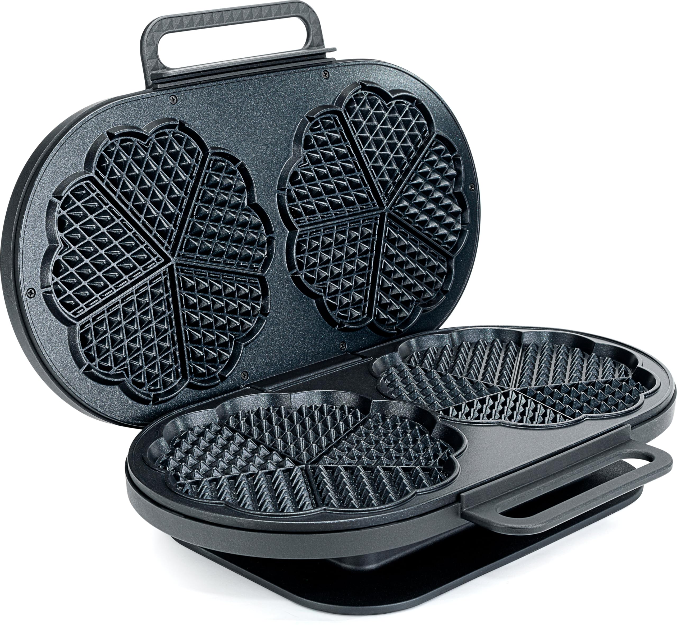 Wilfa JOY Double Waffeleisen I 1.500 Watt I 2x18cm große Herzwaffeln I 5 Temperaturmodi I Mit Alarm-Glocke I Inkl. Teig-Löffel (schwarz)