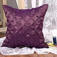 Vista 3 de SCARLETT LINENS Funda de almohada plisada morada Funda de almohada hecha a mano de 16 x 16 pulgadas Almohadas decorativas para sofá Juego de 2
