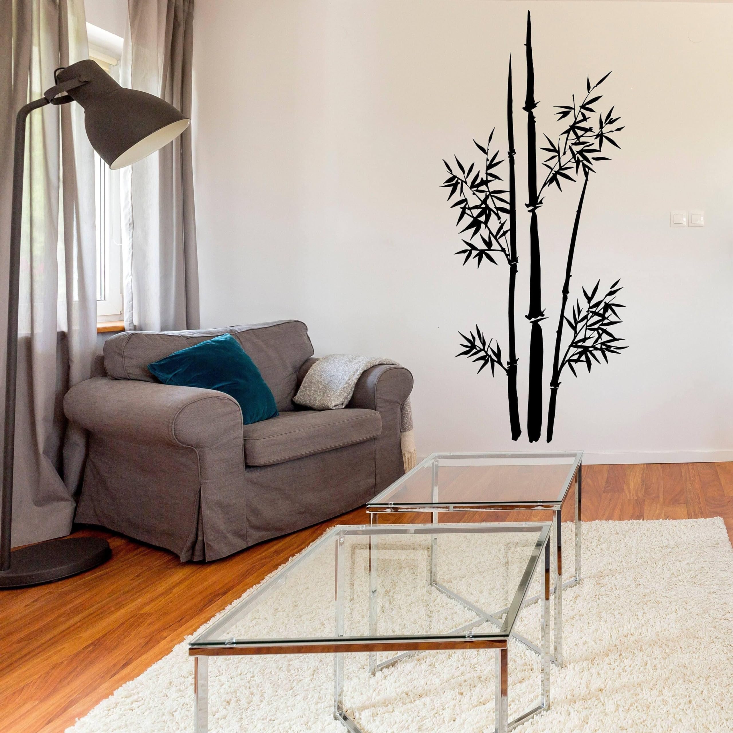 Arte de pared de bambú, vinilo Nature's Serenity, calcomanía decorativa de pared 72 x 134