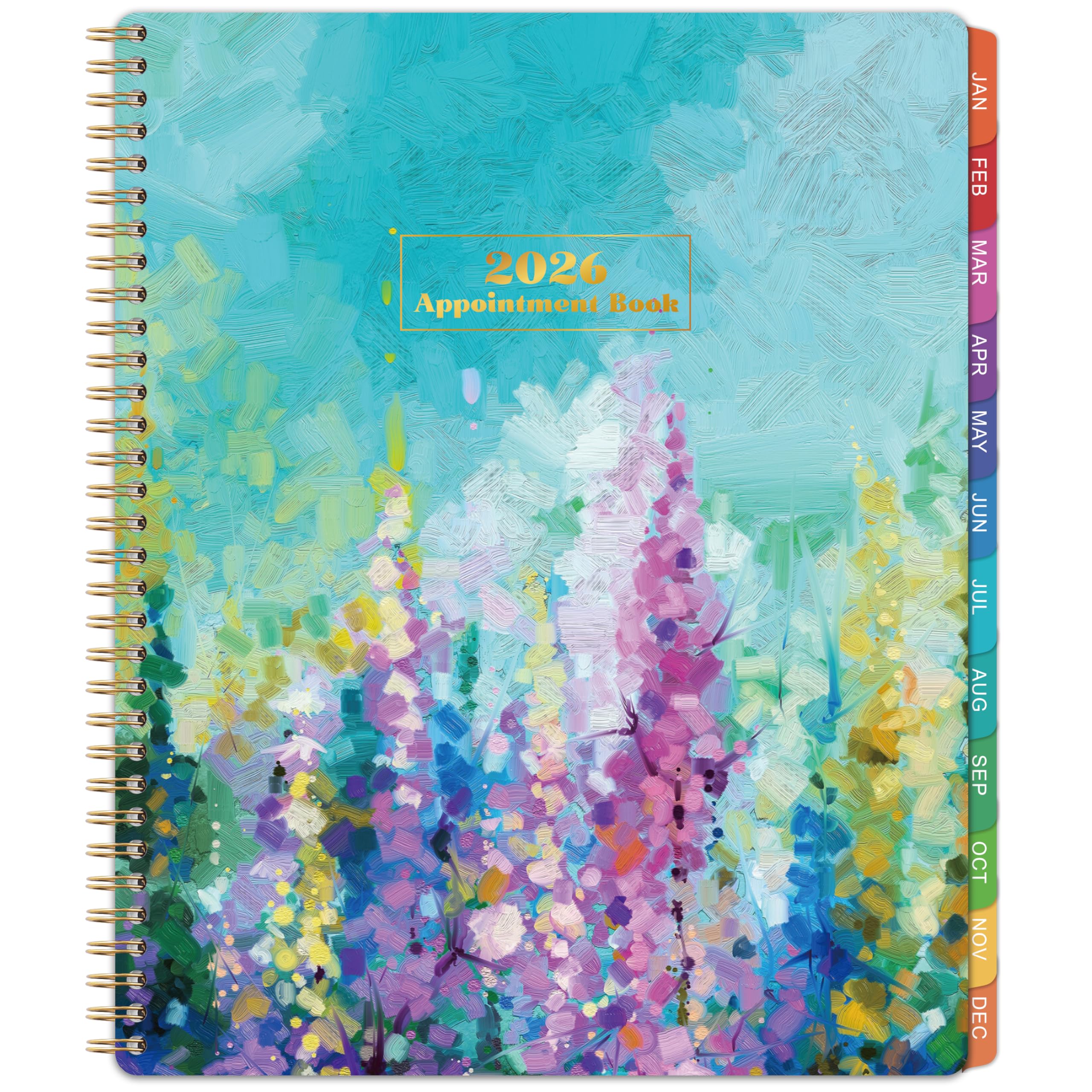 2026 Appointment Book & Planner - 2026 Daily Hourly Planner, JAN 2026 - DEC 2026, 9" x 11", 2026 Weekly Appointment Book, 2026 Planners with 30-Minute Interval, Pocket, Colorful Tabs - Oil Painting