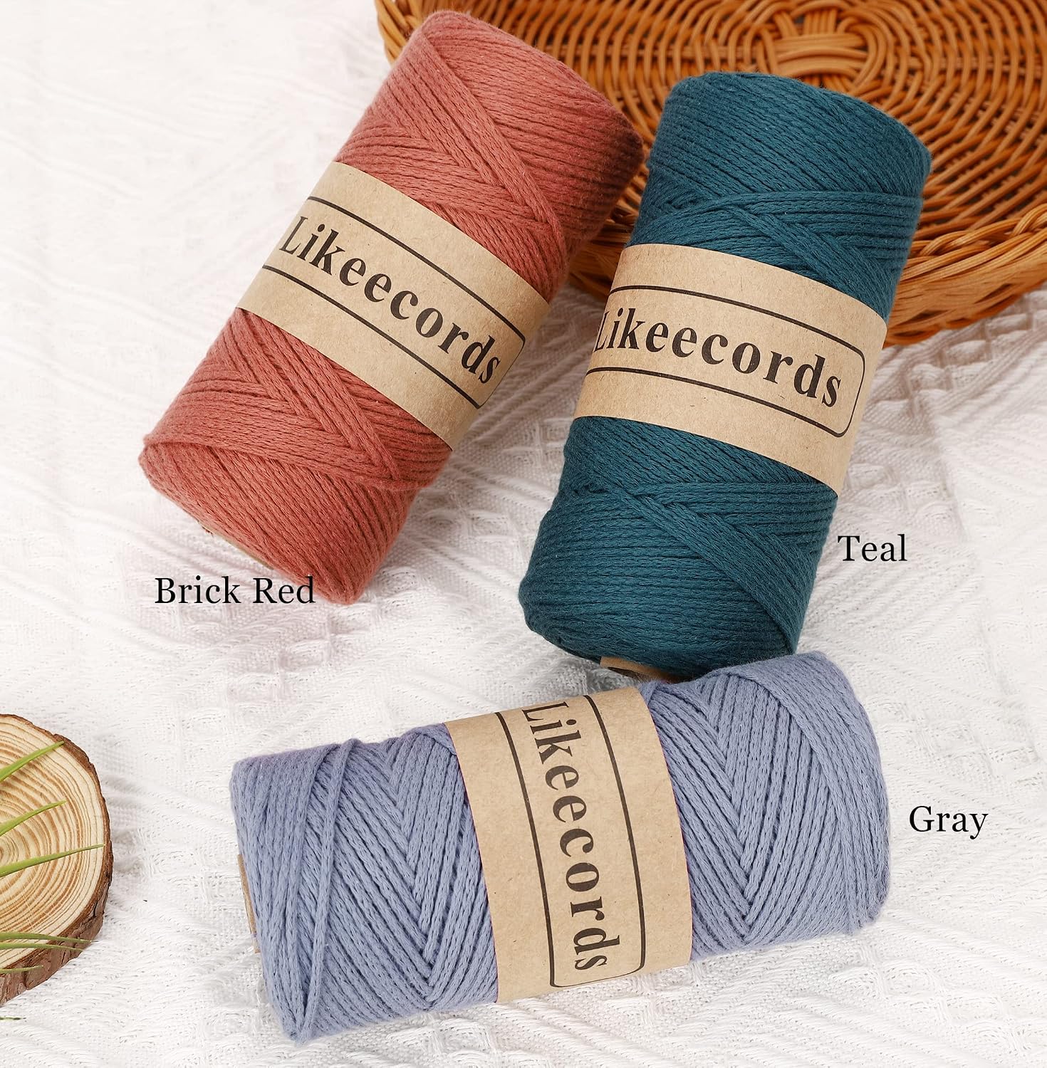 Likeecords 100% Cotton Crochet Bag Cord 2mm 170m Macrame Cord 2mm Crochet Thread Macrame Rope Gift for Knitter (Apricot)