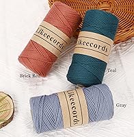 Vista 3 de 100% Algodón Hilo de Ganchillo para Bolsa de 2 mm 170 m Cuerda de Macramé de 2 mm Hilo de Crochet Cuerda de Macramé Regalo para Tejedor (Azul Verde)