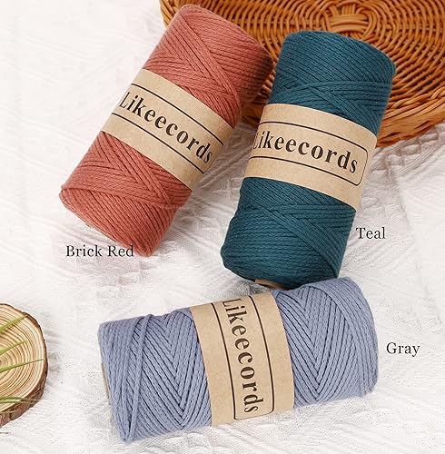 Miniatura 10 de Cuerda de macramé 100% algodón de 0.079 pulgadas (0.079 in), 557.7 ft, cuerda de macramé de 0.079 pulgadas (0.079 in), hilo de ganchillo para regalo