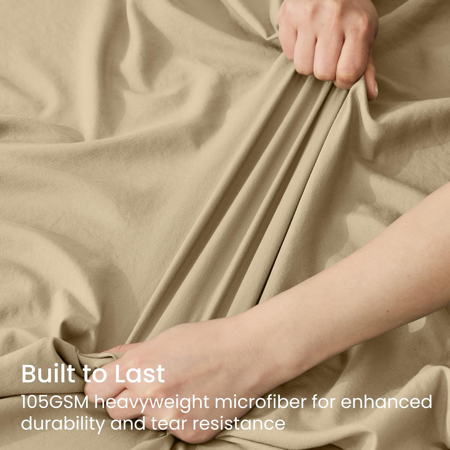 GOKOTTA Twin XL Fitted Sheet, Bottom Single Fitted Sheet Only with Elastic Corner Straps, Deep Pocket for 10-15 Inch Mattress - Soft Microfiber - Breathable, Hypoallergenic, Wrinkle Free - Tan