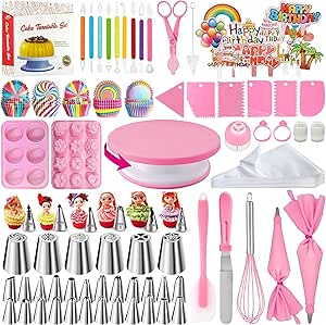 52Pcs Kit Pâtisserie Plateau Tournant Gâteau Douille Buse