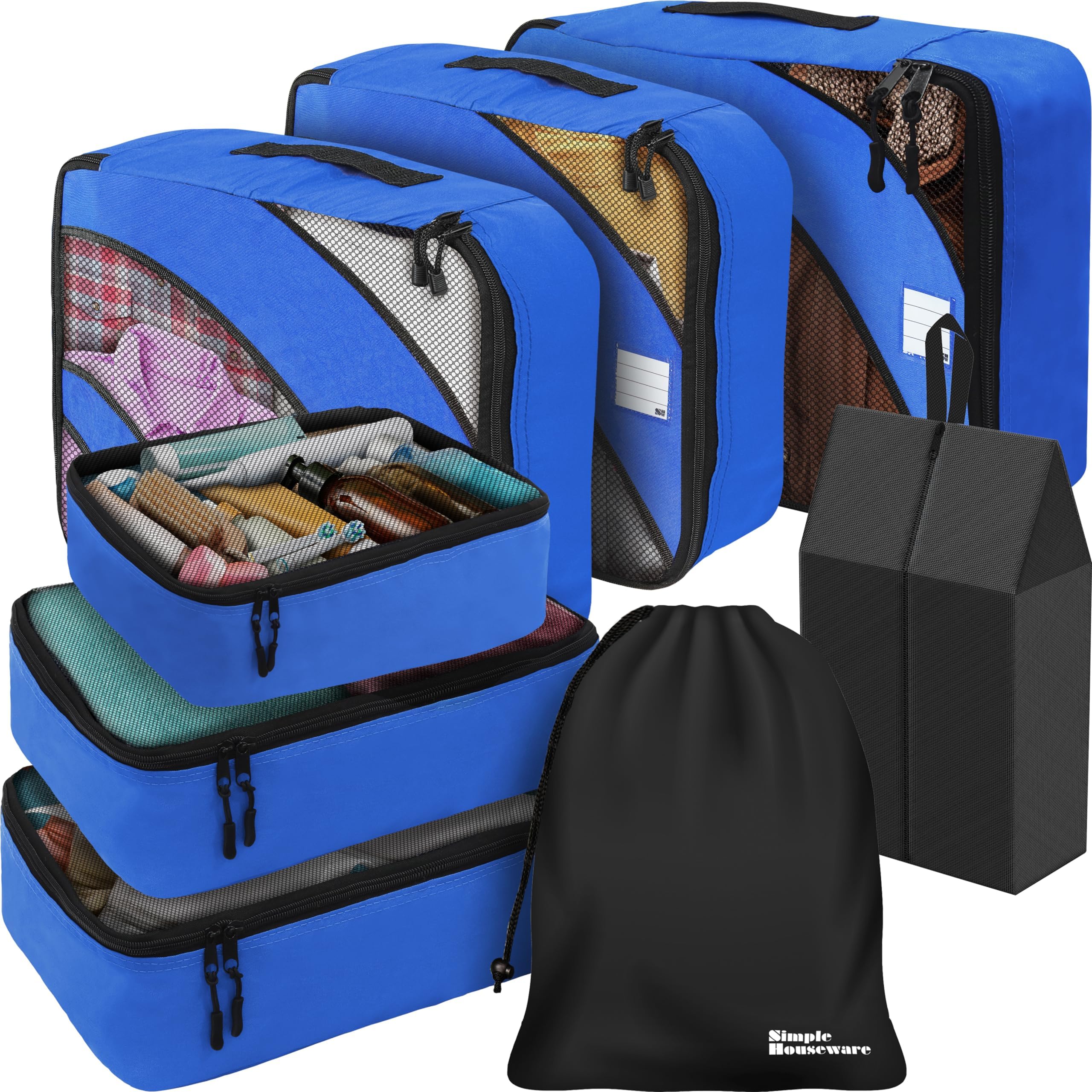 Amazon.com: 8 Set Packing Cubes - Simple Houseware Traveling Organizers ...