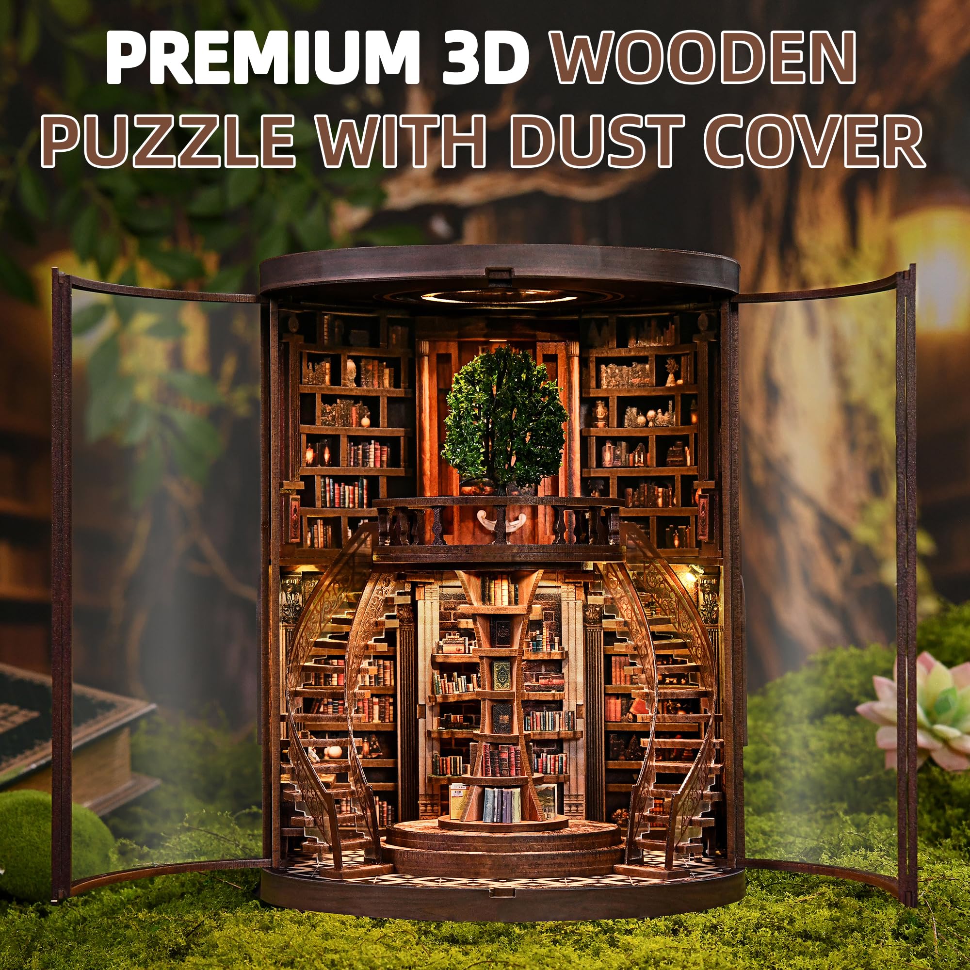 Book Nook Kits for Adults, CRIOLPO DIY Miniature House 3D Wooden Puzzle Craft Kit with Sensor LED Light - Image 3