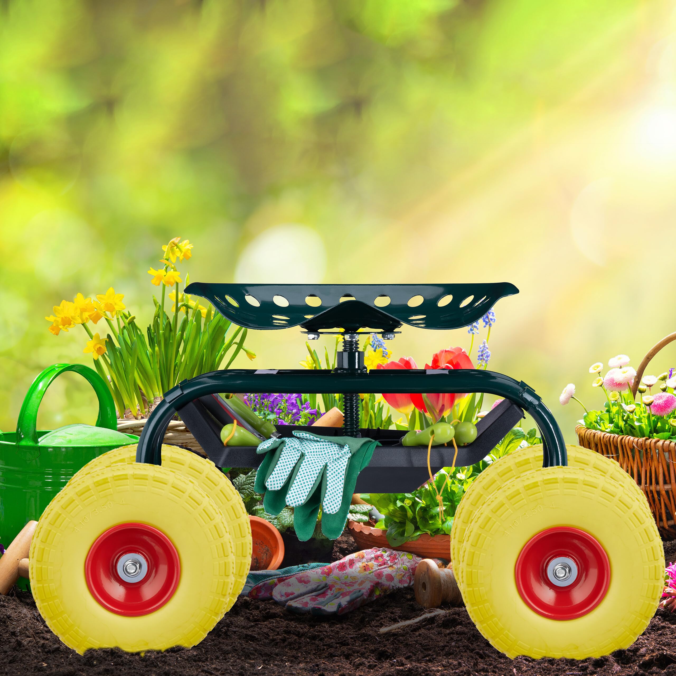 Relaxdays Set 2 Ruote Per Carriola - Gomma Piena Antipanne, Asse 25 Mm, Portata 80 Kg, 260x85 Mm, Nero/Rosso - Foto 7