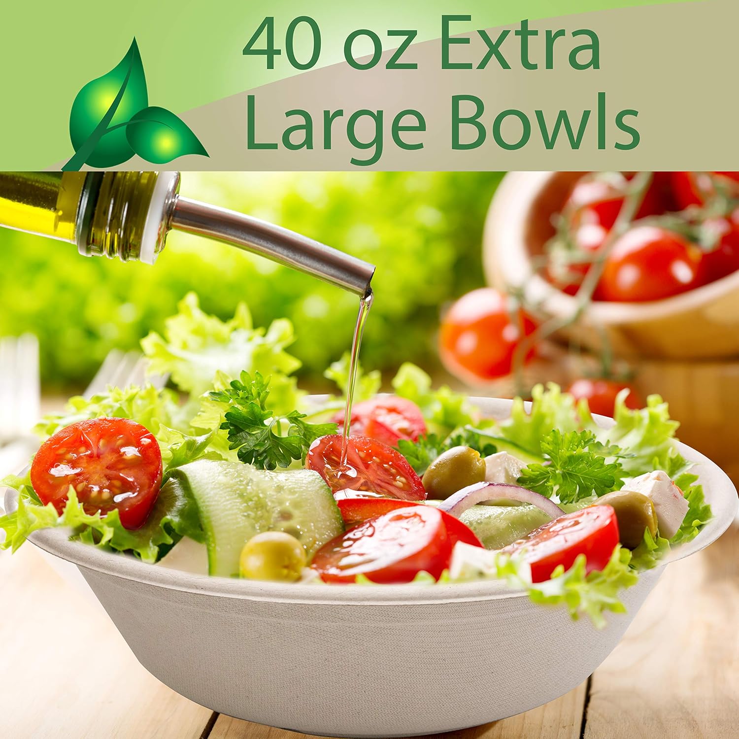 40 oz Disposable Eco Bowls Large 50 Pack Beige : Health & Household