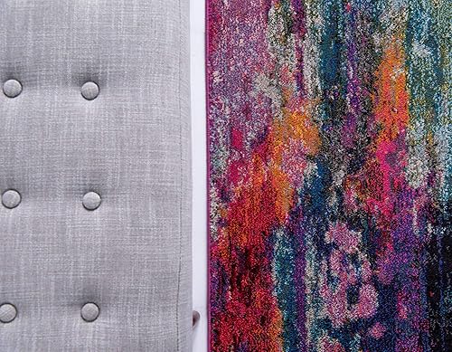 Miniatura 5 de Unique Loom Jardin Collection - Alfombra para múltiples áreas, abstracta, vibrante., Polipropileno, MulticolorRosa