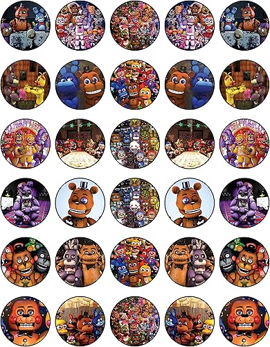 Miniatura 1 de 30 adornos para cupcakes de Five Nights At Fredy's – Decoración comestible de feliz cumpleaños, hoja de oblea para decoración de pasteles