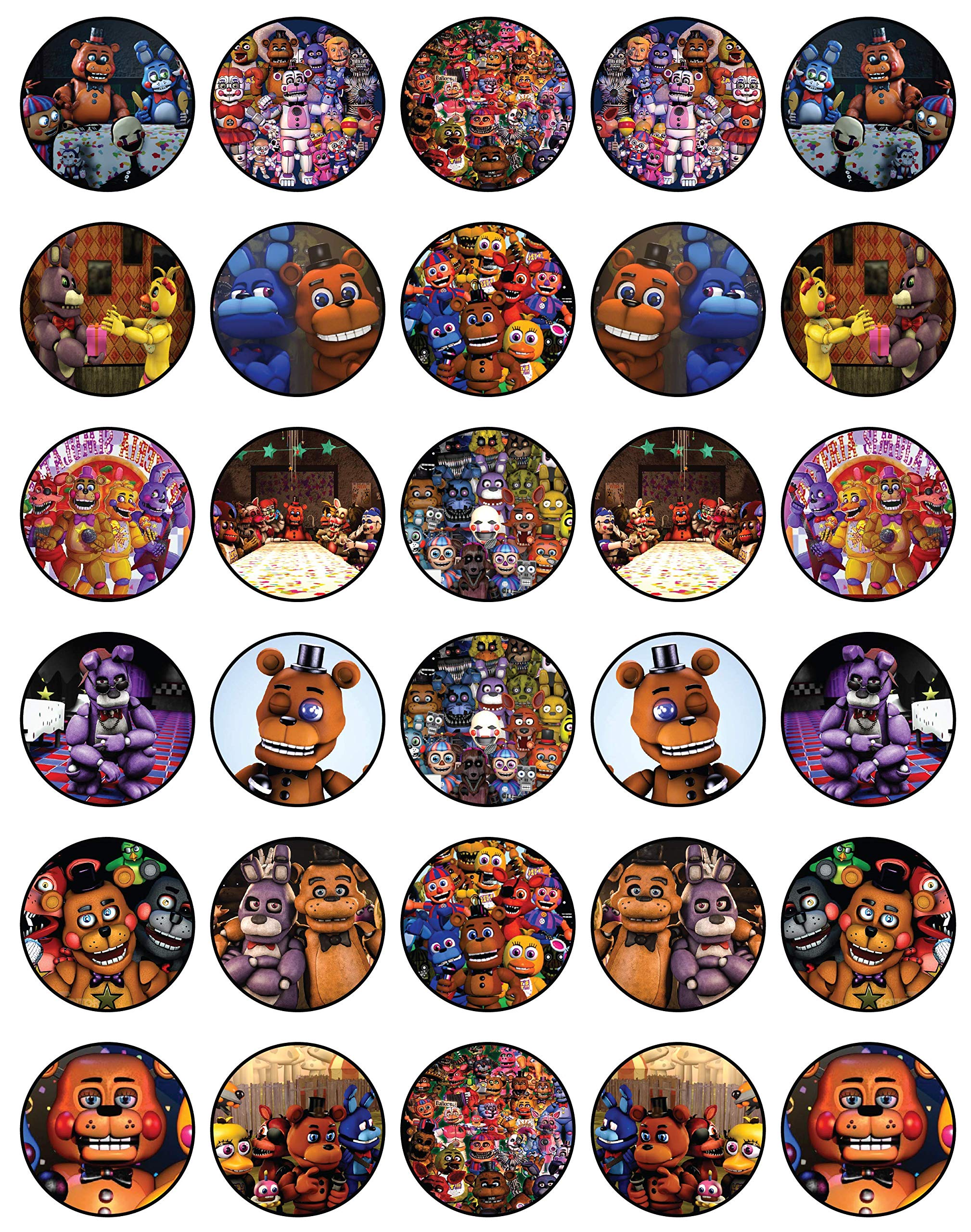 Buy 30x Five Nights At Fredy's Cupcake Toppers Edible Happy Birthday Décor, Wafer Sheet Cake