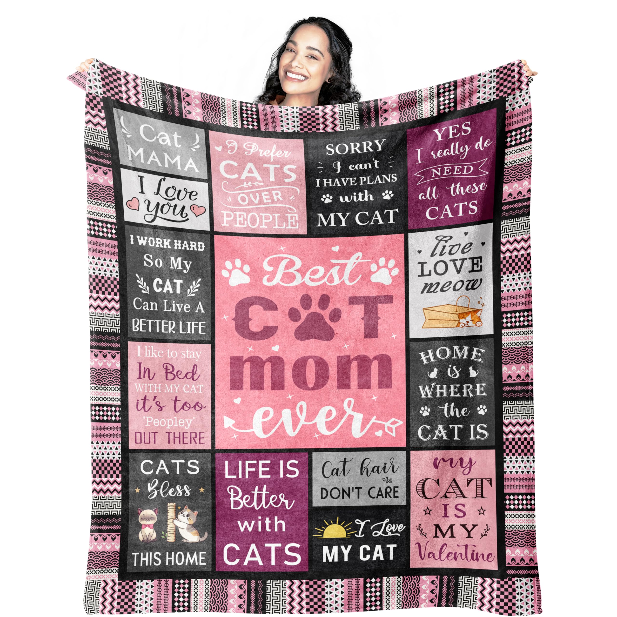 Mcurore Cat Mom Gifts for Women Blanket 60"x50 ...