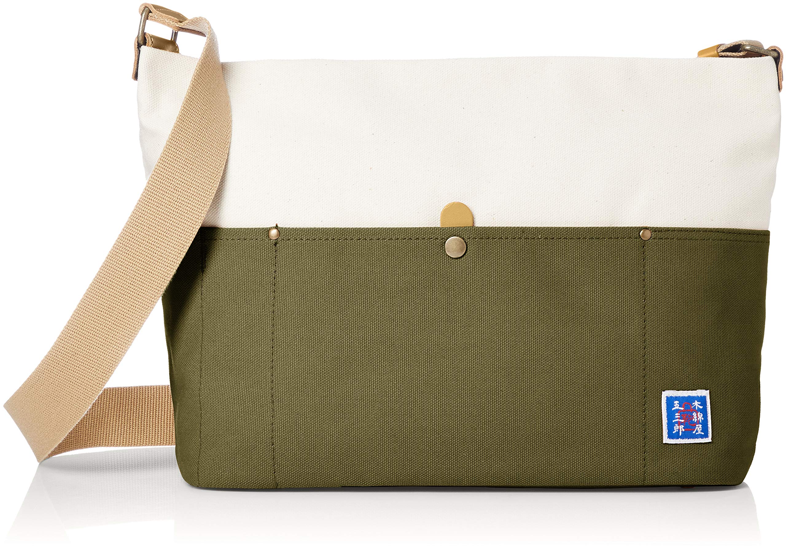 Amazon | [キワダ] ショルダーバッグ M 木綿屋五三郎 帆布コンビ 鞄の