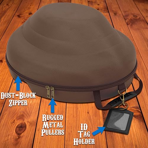 Vista 6 de CASEMATIX Cowboy Hat Box and Portable Cowboy Hat Storage for Brims Up To 4.75" - Hard Shell Cowboy Hat Case with Carry Strap, ID Slot and Foam