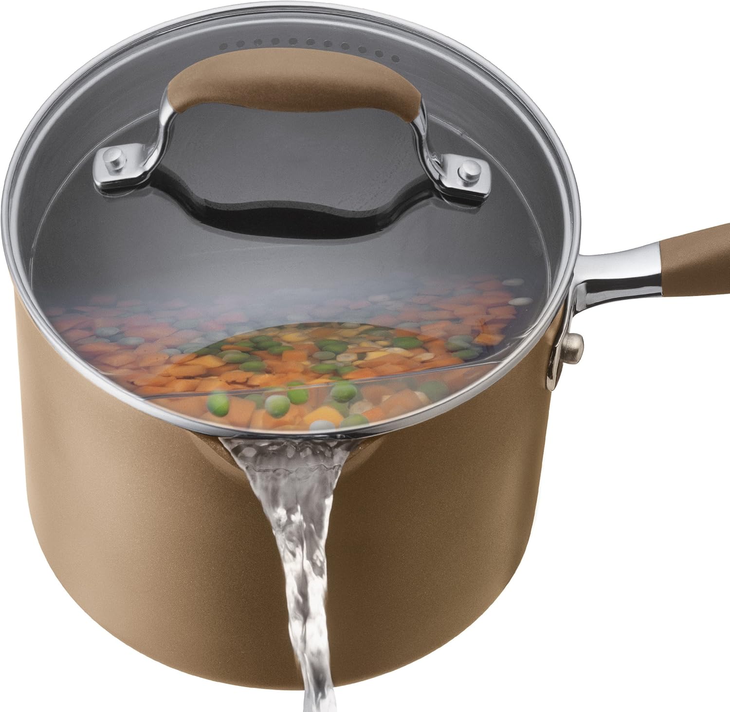 Anolon Advanced Hard Anodized Nonstick Sauce Pan/Saucepan with Straining and Lid, 2 Quart, Brown - Image 6