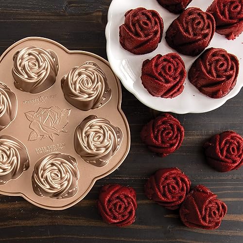 Miniatura 2 de Nordic Ware Sartén para brotes de rosa, 6 pasteles, caramelo