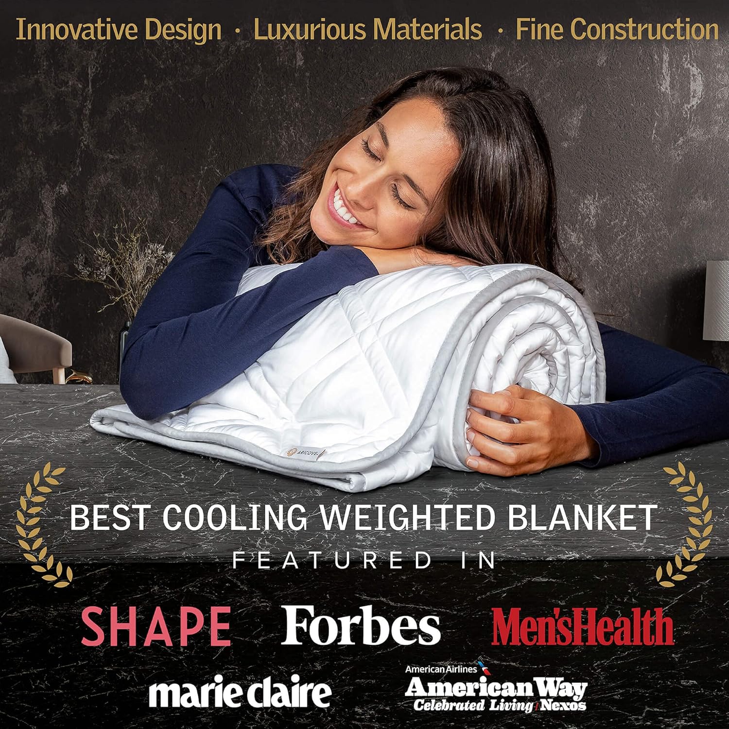 Fеаturеd Prоduсt Aricove Cooling Weighted Blanket, 10 lbs, 48”x72” Twin, Certified Premium Soft White Bamboo with Superfine Glass Beads, Machine Washable