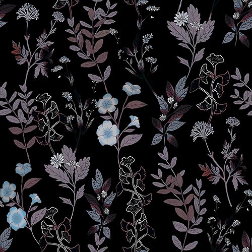 Miniatura 21 de Papel tapiz vintage para despegar y pegar, papel tapiz floral negro y blanco, papel de contacto con hojas vintage, impermeable, autoadhesivo para