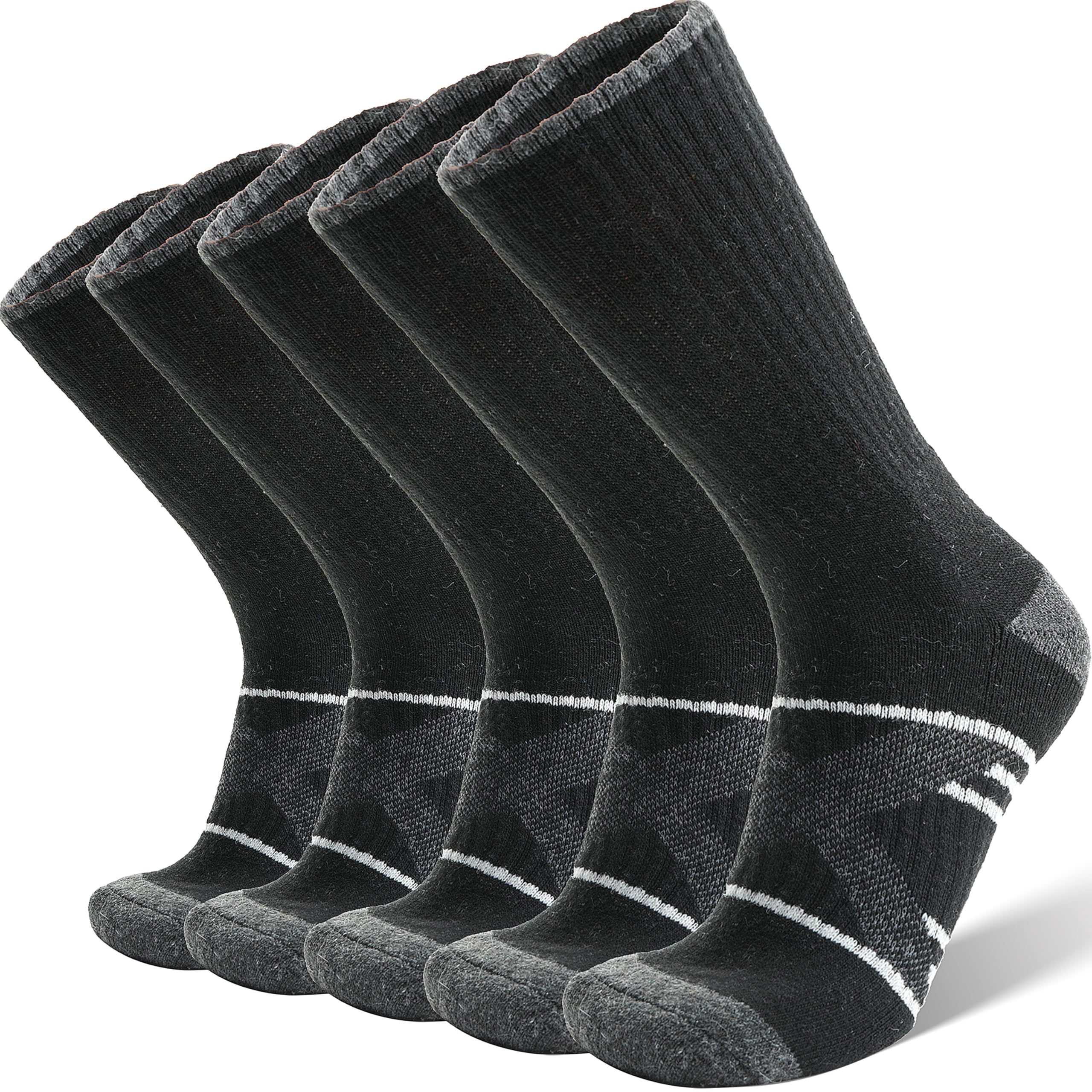 ANTSANG Merino Wool Hiking Socks 5 Pairs for Men & Women Thermal Winter Warm Moisture Wicking Cushion Boot Socks