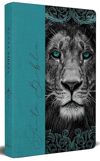 Biblia RVR 1960 letra grande, tamaño manual, tapa dura de tela León aguamarina / Spanish Bible RVR 1960 Handy Size Large Print Hardcover Cloth Lion Aquamari [ version en espanol]