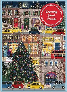 Galison Winter Lights – Winter Greeting and Jigsaw Puzzle Card Includes Color Coordinated Envelope and Sticker Seal
