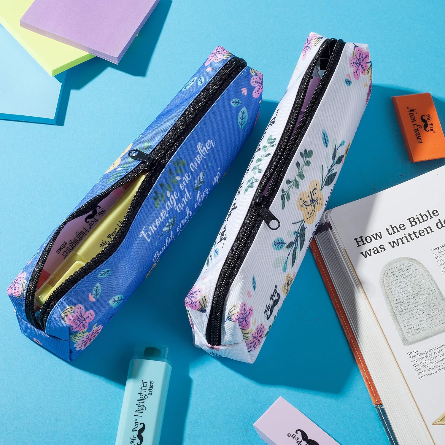 Mr. Pen- Pencil Pouch for Bible Study, 2 Pack, Small Pencil Case, Pen and Highlighter Case, Pencil Bag, Pencil Cases for Gifts, Bible Study Supplies, Pen Case, Bible Journaling Supplies