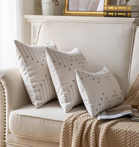 Miniatura 6 de Caflife Juego de 2 fundas de almohada bohemias de 20 x 20 pulgadas  20.0 x 20.0 in., fundas de almohada neutras para cama, fundas de almohada